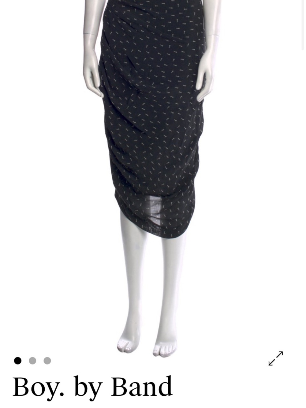 Black zippered Printed Ruched Midi Skirt size 3 ( us 6-8)